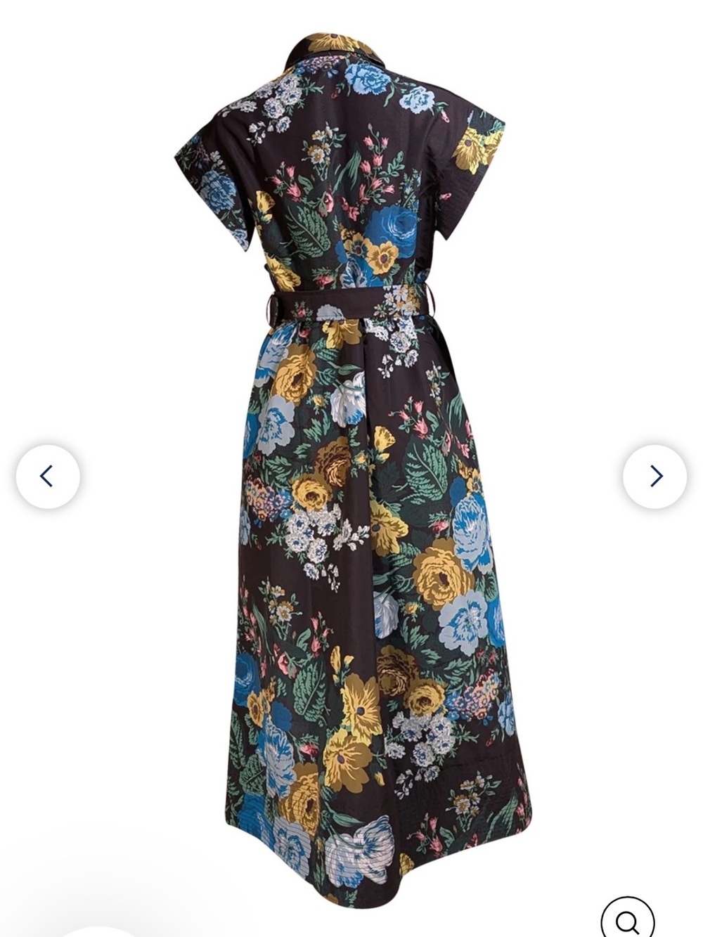 Tuckernuck - Black & Multicolor Floral Button Front Belted Short Sleeve Dress - Picture 2 of 9